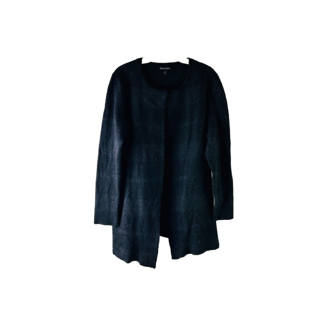 Eileen Fisher Merino Wool Knit Open Cardigan Sweater Coat
